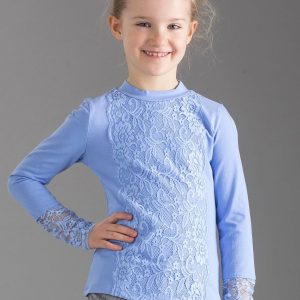 Wholesale Blue Elegant Girls' Blouse with Lace