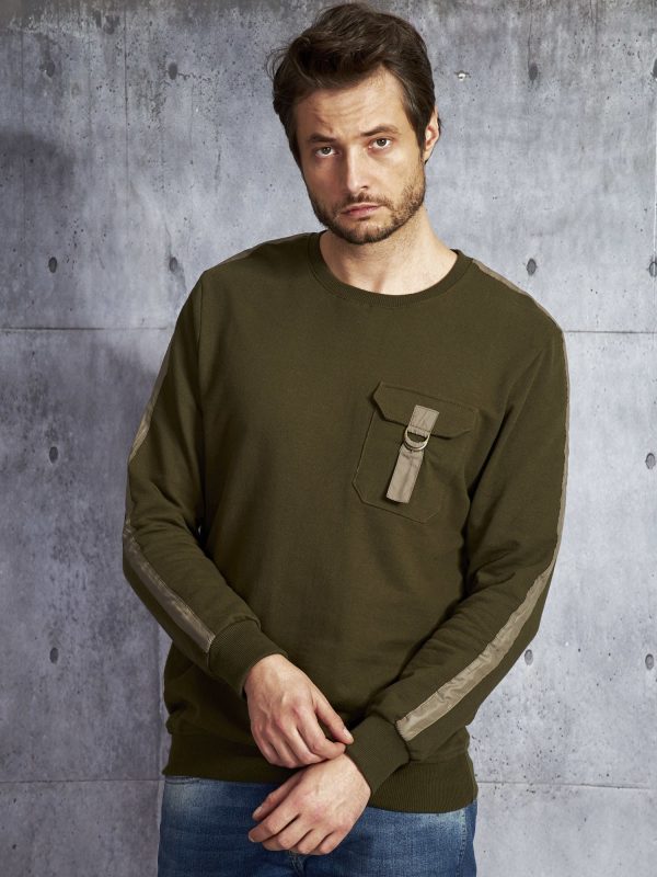 Wholesale Khaki sweatshirt for men with pocket