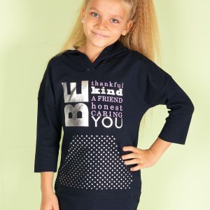 Wholesale Navy blue girl tunic with metallic print