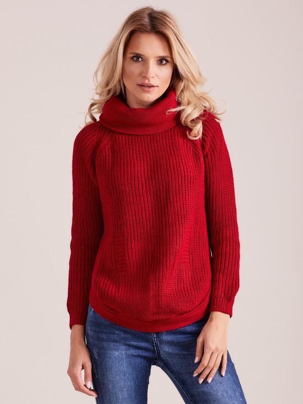 Wholesale Red Women's Turtleneck Sweater