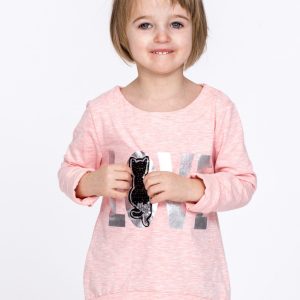 Wholesale Pink girl blouse LOVE with sequin cat