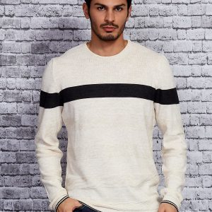 Wholesale Beige men's sweater with contrasting insert