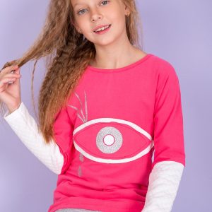 Wholesale Dark pink sweatshirt for girl with applique