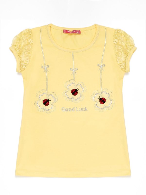 Wholesale Yellow t-shirt for girl with ladybugs