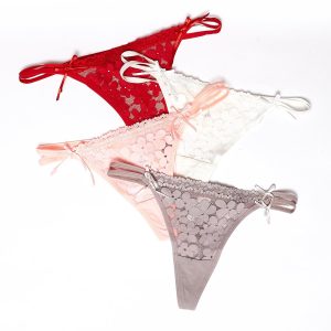 Wholesale Set of thongs with lace and bows 4-pack