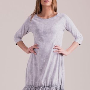 Wholesale Light Grey Decatized Ruffle Dress