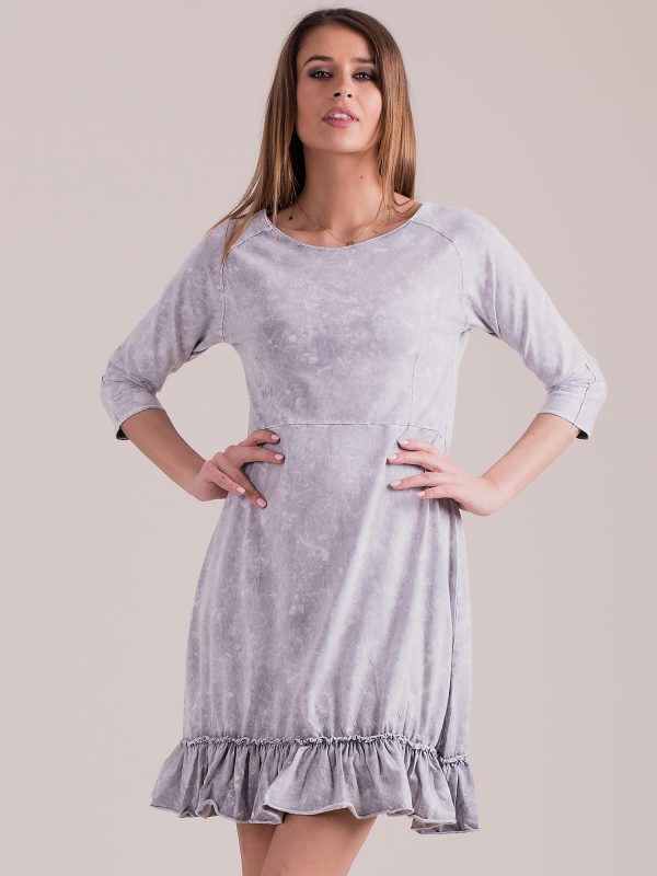 Wholesale Light Grey Decatized Ruffle Dress