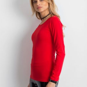 Wholesale Red blouse with decorative braided neckline at the back