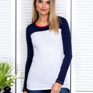 Wholesale Navy blue blouse with contrasting top