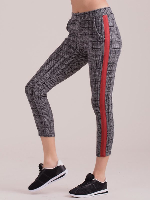 Wholesale Grey trousers with red stripes