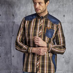 Wholesale Cotton shirt for men's country checked brown