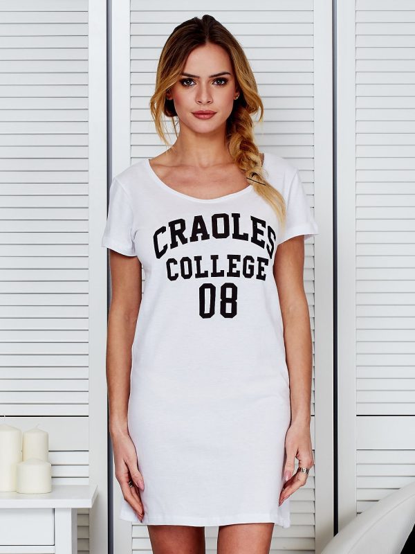 Wholesale Nightgown white cotton with college lettering