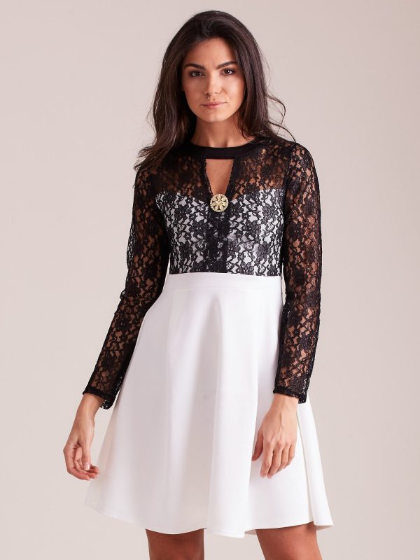 Wholesale Ecru dress with lace top