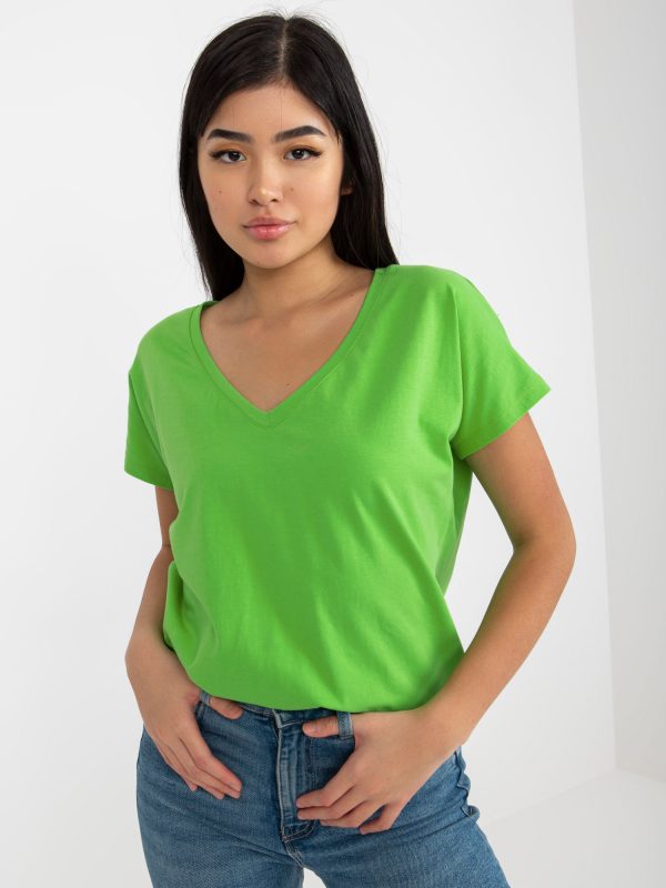 Wholesale Emory Green Women's Basic V-Neck T-Shirt