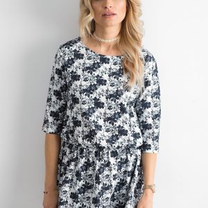 Wholesale Navy blue dress with small vegetable pattern