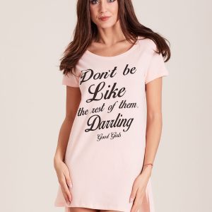 Wholesale Peach nightshirt with inscriptions