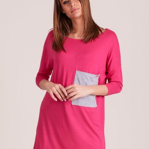 Wholesale Pink Casual Tunic with Pocket