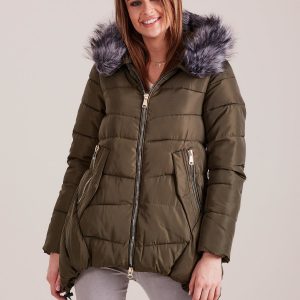 Wholesale Khaki asymmetrical winter jacket