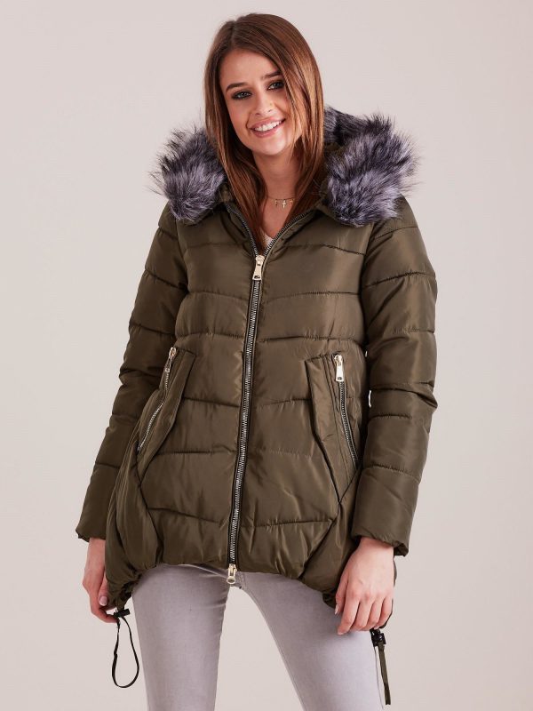 Wholesale Khaki asymmetrical winter jacket