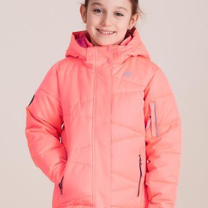 Wholesale 4F Neon Coral Quilted Ski Jacket For Girl