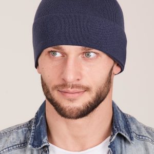 Wholesale Men's blue turned-out cap