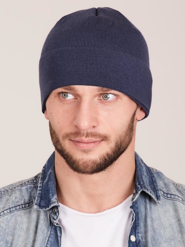 Wholesale Men's blue turned-out cap