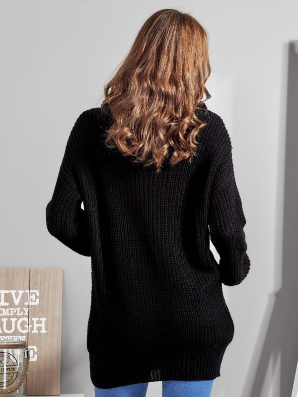 Wholesale Black sweater with wide turtleneck
