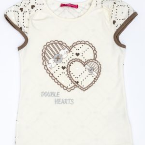 Wholesale Ecru t-shirt for girl with hearts