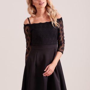 Wholesale Black dress with lace top and thin straps