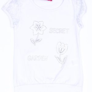 Wholesale White t-shirt for girl with flowers