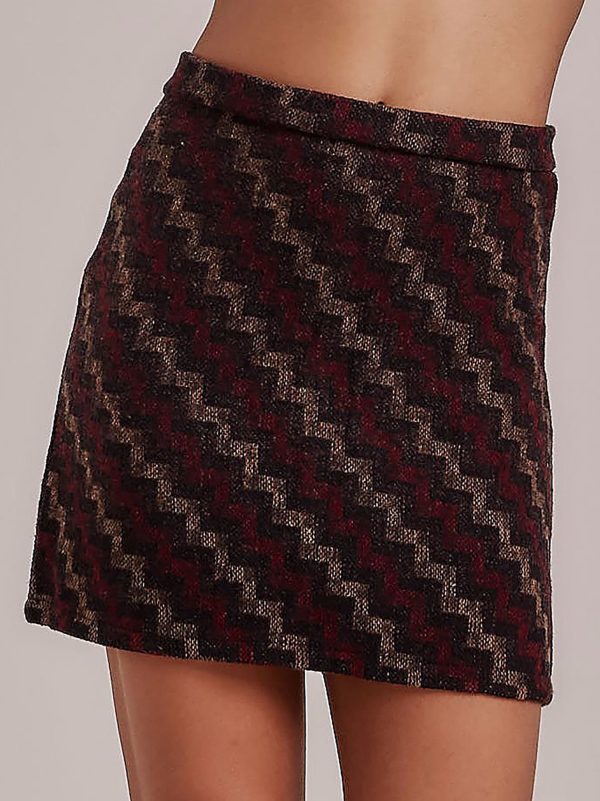 Wholesale Brown mini skirt in geometric pattern