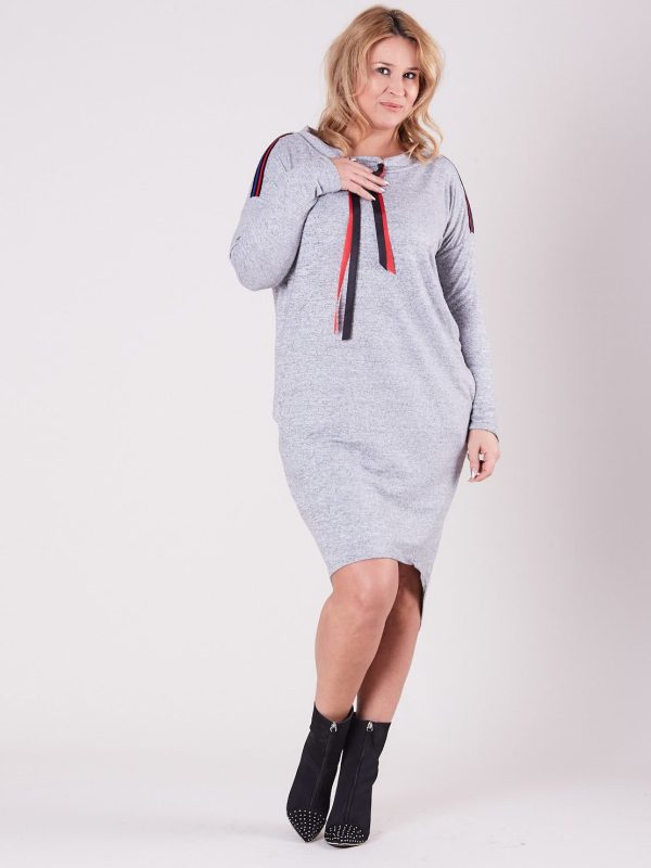 Wholesale Light Grey Plus Size Asymmetrical Dress