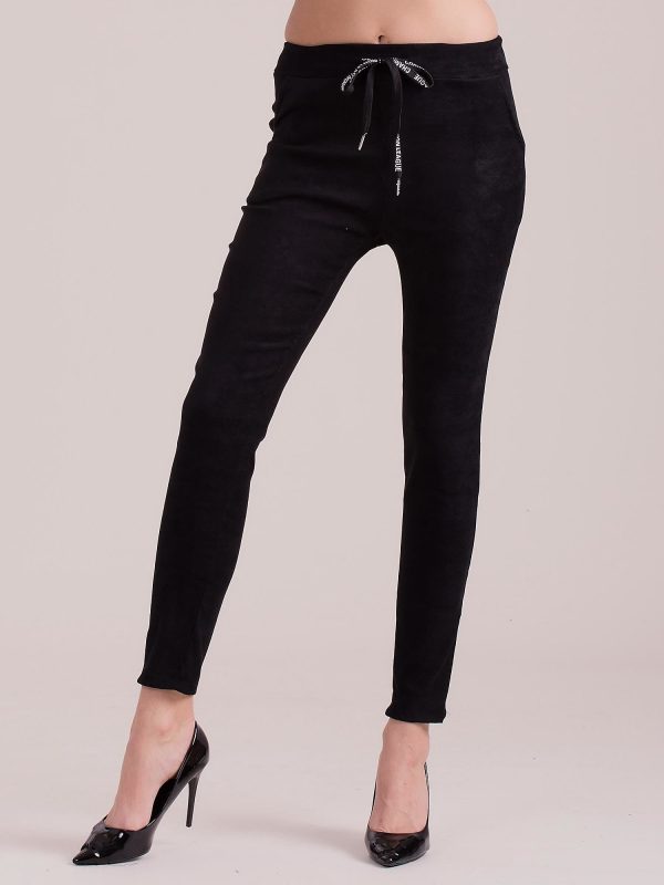 Wholesale Black imitation suede pants