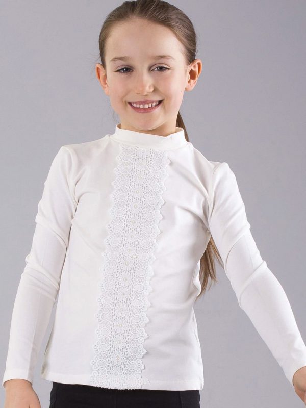 Wholesale Ecru girl blouse with lace insert