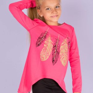 Wholesale Pink tunic for girl with feathers