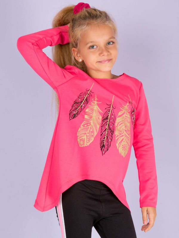 Wholesale Pink tunic for girl with feathers