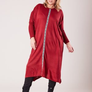 Wholesale Burgundy women's long sweater PLUS SIZE