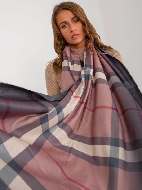 Wholesale Dirty Pink Ladies Plaid Scarf with Fringe