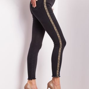 Wholesale Black skinny fit pants with stripes