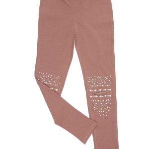 Wholesale Girls' leggings with shiny applique brown