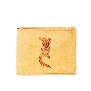 Wholesale Light Brown Leather Wallet with Embossed Crocodile