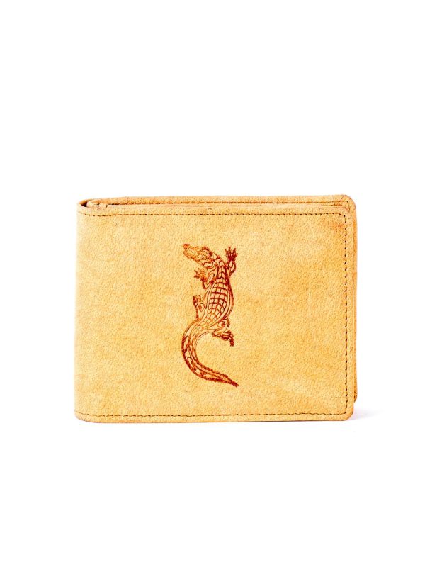 Wholesale Light Brown Leather Wallet with Embossed Crocodile