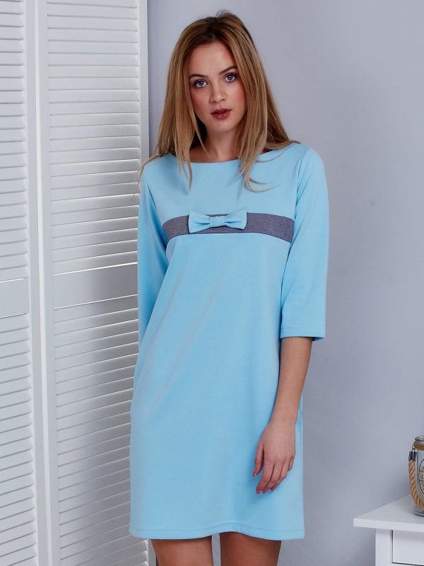 Wholesale Light blue dress with bow