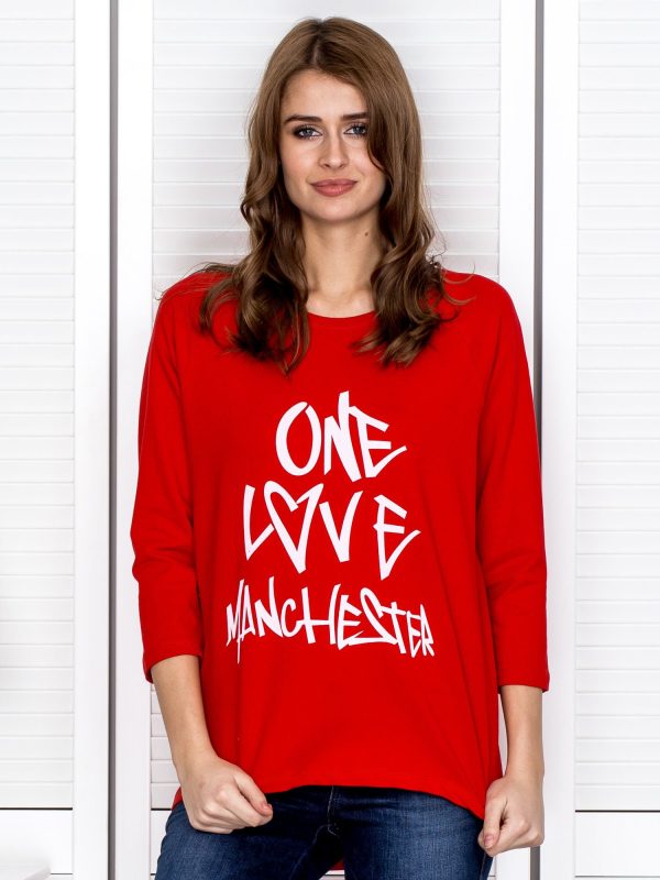 Wholesale Red and white blouse with the inscription ONE LOVE