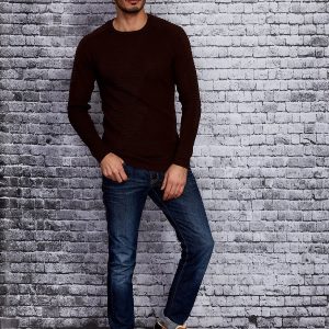 Wholesale Brown sweater for men with zigzag