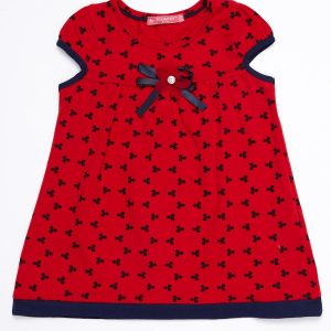 Wholesale Red children's dress with all over print