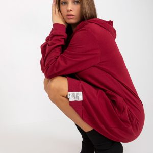 Wholesale Burgundy cotton basic sweatshirt dress