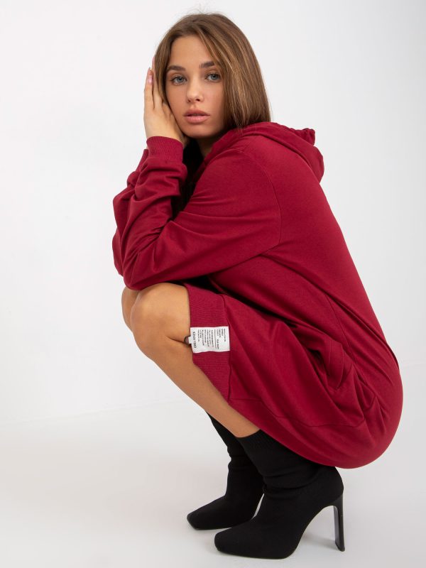 Wholesale Burgundy cotton basic sweatshirt dress