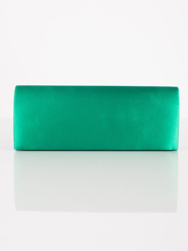 Wholesale Satin plain clutch bag with mirror green