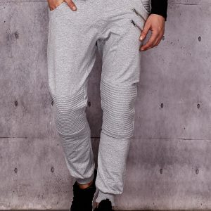 Wholesale Grey men's sweatpants with zippers